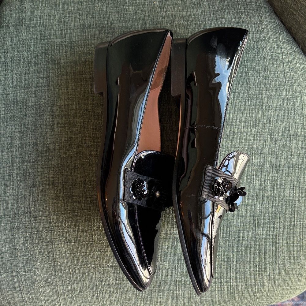 kate spade Cleo floral Black Patent Floral-Embellished Pointed Loafers Women’s 8 - Picture 14 of 14